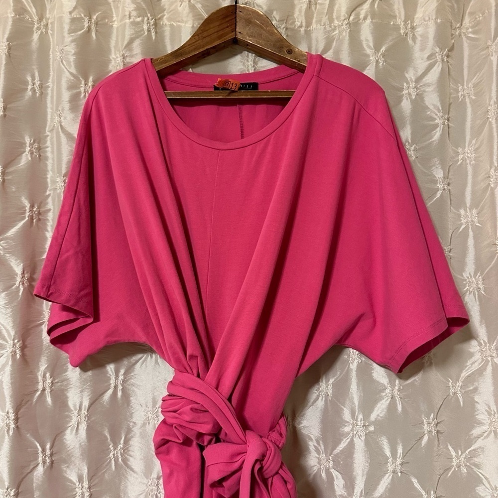Eloquii Pink Cross Front Wrap Flutter Sleeve Dress - image 4